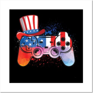 Tie Dye Video Game Controller USA Flag 4th Of July Patriotic Posters and Art